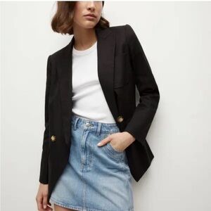 Veronica Beard Black Blazer Didion Stretch-Linen Jacket